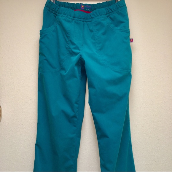 URBANE Ultimate Scrub Pants Teal XSM Elastic & Tie - Picture 7 of 8